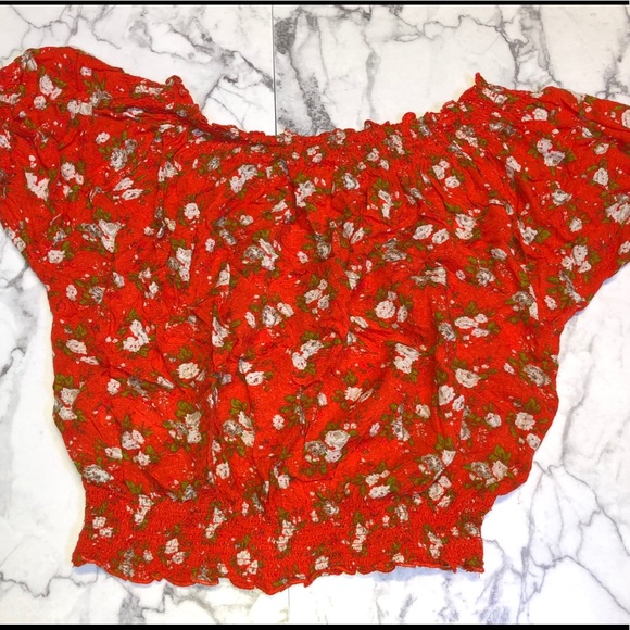 Puffy Sleeve Off the Shoulder Crop Top - Picture 2 of 3